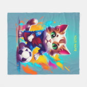 Fantasy Leuke Kat Voetbal Football Fleece Deken (Voorkant (Horizontaal))