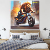 Fantasy Leuke Leeuw Rijfiets Canvas Afdruk (Insitu (Slaapkamer))