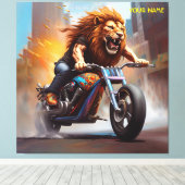 Fantasy Leuke Leeuw Rijfiets Canvas Afdruk (Insitu (Houten vloer))