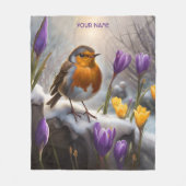 Fantasy Leuke Robin Sneeuwbloemen Fleece Deken (Voorkant)