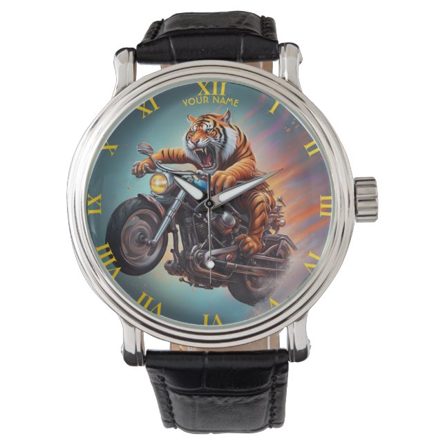 Fantasy Leuke Tijger Rijfiets Horloge (Voorkant)