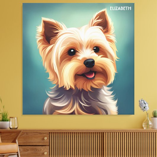 Fantasy Leuke Yorkshire Terrier, Fantasy Canvas Afdruk (Insitu (Woonkamer))