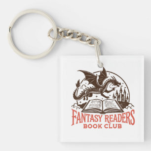 Fantasy lezers boekenclub draak en boek sleutelhanger