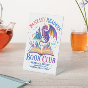 Fantasy Lezers Boekenclub.... Reclamebord Met Voetstuk