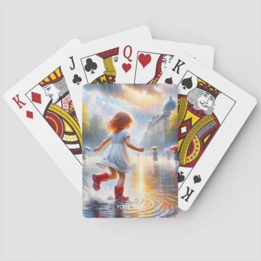 Fantasy Lief Meisje in de regen Pokerkaarten (Achterkant)