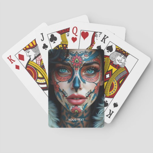 Fantasy Lief Meisje Levendig Tattoo Pokerkaarten (Achterkant)