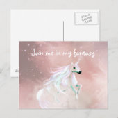 Fantasy liefhebbende eenhoorn briefkaart (Voorkant / Achterkant)