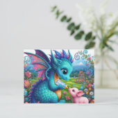 Fantasy liefhebbers draak varken briefkaart (Staand voorkant)