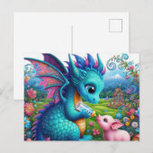 Fantasy liefhebbers draak varken briefkaart (Voorkant / Achterkant)