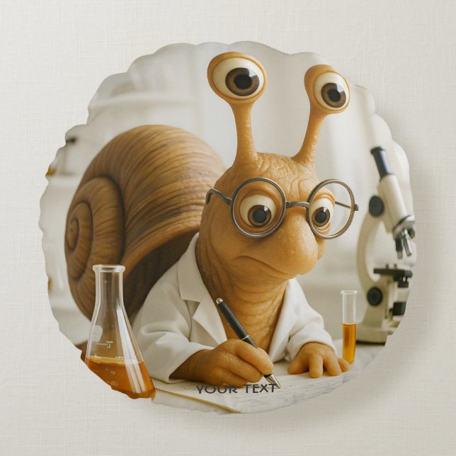 Fantasy Lieve Beroemde Slak Wetenschapper  Rond Kussen (Voorkant)