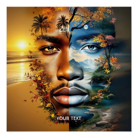 Fantasy Lieve Man Zee Bergen Perfect Poster (Voorkant)