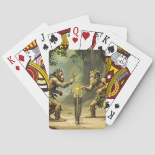 Fantasy Lieve Neanderthalers Die Tennis Spelen Pokerkaarten