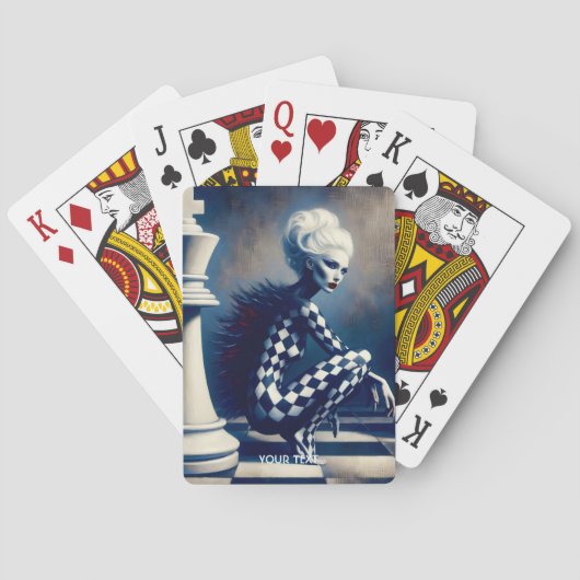 Fantasy Lieve Zwart Witte Dame Pokerkaarten (Achterkant)