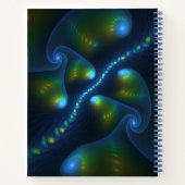 Fantasy Lights Abstract Blauw Gele Kunstnaam Notitieboek (Achterkant)