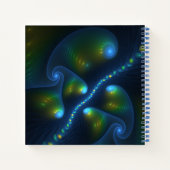 Fantasy Lights Abstract Blauw Gele Kunstnaam Notitieboek (Achterkant)
