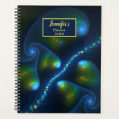 Fantasy Lights Abstract Blauw Gele Kunstnaam Planner (Voorkant)