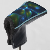 Fantasy Lights Abstract Blauw Groen Geel Fractaal Golfheadcover (3/4 voorkant)