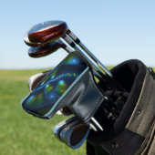 Fantasy Lights Abstract Blauw Groen Geel Fractaal Golfheadcover (Insitu)