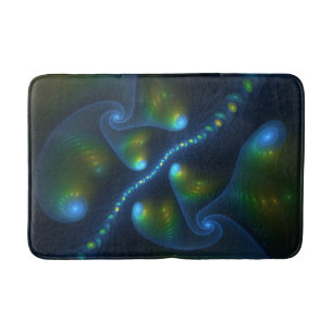 Fantasy Lights Abstract Blauw Groen Geel Fractal Badmat