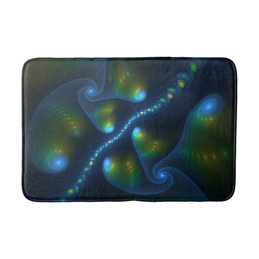 Fantasy Lights Abstract Blauw Groen Geel Fractal Badmat (Voorkant)