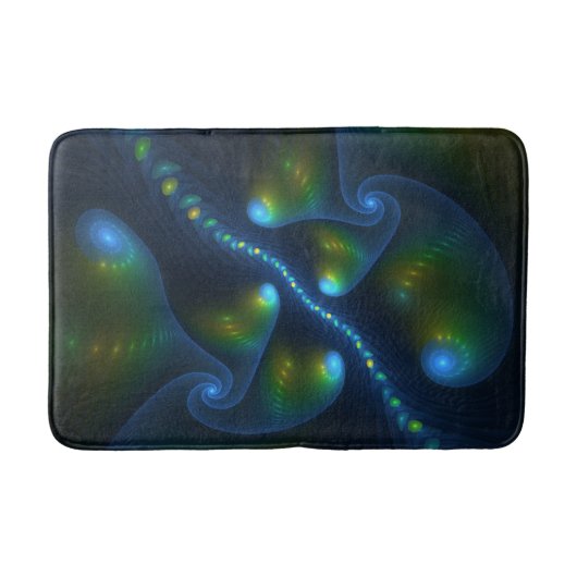 Fantasy Lights Abstract Blauw Groen Geel Fractal Badmat (Voorkant)