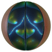Fantasy Lights Abstract Blauw Groen Geel Fractal Basketbal (Verticaal)