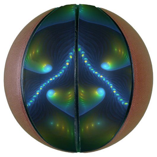 Fantasy Lights Abstract Blauw Groen Geel Fractal Basketbal (Verticaal)