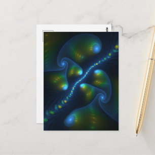 Fantasy Lights Abstract Blauw Groen Geel Fractal Briefkaart