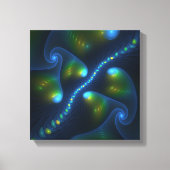 Fantasy Lights Abstract Blauw Groen Geel Fractal Canvas Afdruk (Voorkant)