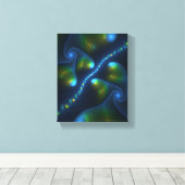 Fantasy Lights Abstract Blauw Groen Geel Fractal Canvas Afdruk (Insitu (Houten vloer))