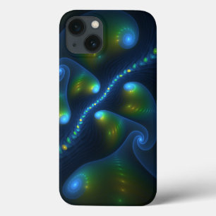 Fantasy Lights Abstract Blauw Groen Geel Fractal Case-Mate iPhone Case