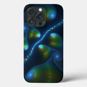 Fantasy Lights Abstract Blauw Groen Geel Fractal Case-Mate iPhone Case