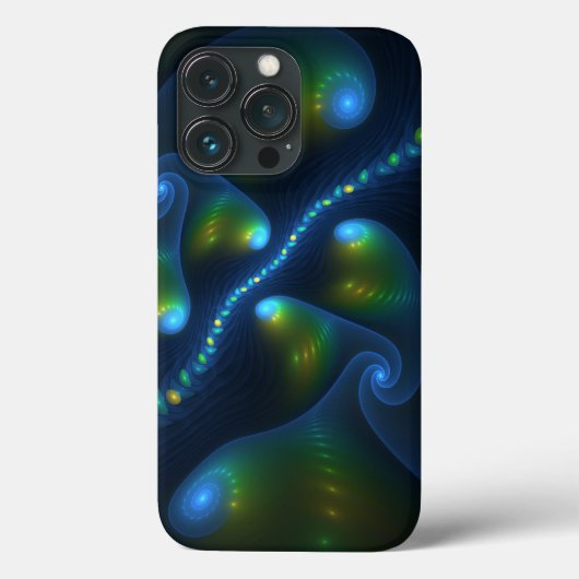Fantasy Lights Abstract Blauw Groen Geel Fractal Case-Mate iPhone Case (Achterkant)