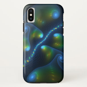 Fantasy Lights Abstract Blauw Groen Geel Fractal Case-Mate iPhone Case