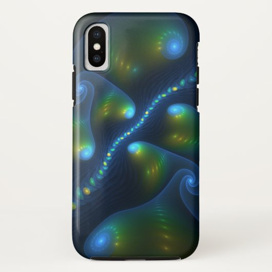 Fantasy Lights Abstract Blauw Groen Geel Fractal Case-Mate iPhone Case (Achterkant)