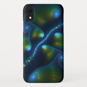 Fantasy Lights Abstract Blauw Groen Geel Fractal Case-Mate iPhone Case