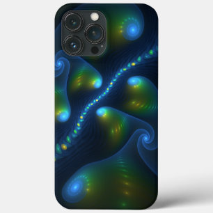 Fantasy Lights Abstract Blauw Groen Geel Fractal Case-Mate iPhone Case