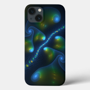 Fantasy Lights Abstract Blauw Groen Geel Fractal Case-Mate iPhone Case