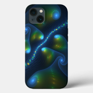 Fantasy Lights Abstract Blauw Groen Geel Fractal Case-Mate iPhone Case