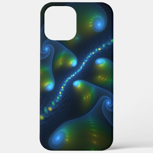 Fantasy Lights Abstract Blauw Groen Geel Fractal Case-Mate iPhone Case (Achterkant)
