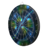 Fantasy Lights Abstract Blauw Groen Geel Fractal Dartbord (Voorkant Rechts)