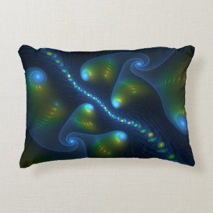 Fantasy Lights Abstract Blauw Groen Geel Fractal Decoratief Kussen
