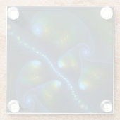 Fantasy Lights Abstract Blauw Groen Geel Fractal Glazen Onderzetter (Achterkant)