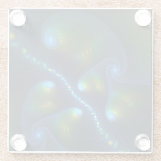 Fantasy Lights Abstract Blauw Groen Geel Fractal Glazen Onderzetter (Achterkant)