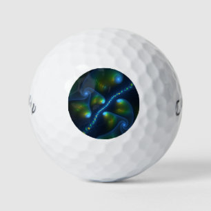 Fantasy Lights Abstract Blauw Groen Geel Fractal Golfballen