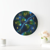 Fantasy Lights Abstract Blauw Groen Geel Fractal Grote Klok (Huis)