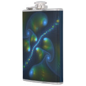 Fantasy Lights Abstract Blauw Groen Geel Fractal Heupfles (Links)