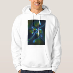 Fantasy Lights Abstract Blauw Groen Geel Fractal Hoodie