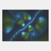 Fantasy Lights Abstract Blauw Groen Geel Fractal Inpakpapier Vel (Voorkant)