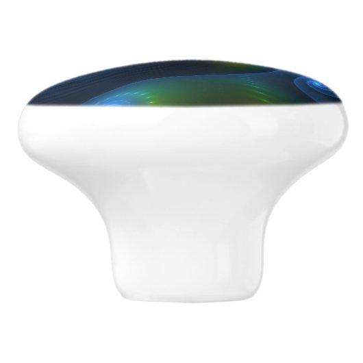 Fantasy Lights Abstract Blauw Groen Geel Fractal Keramische Knop (Zijkant)